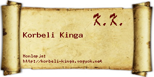 Korbeli Kinga névjegykártya